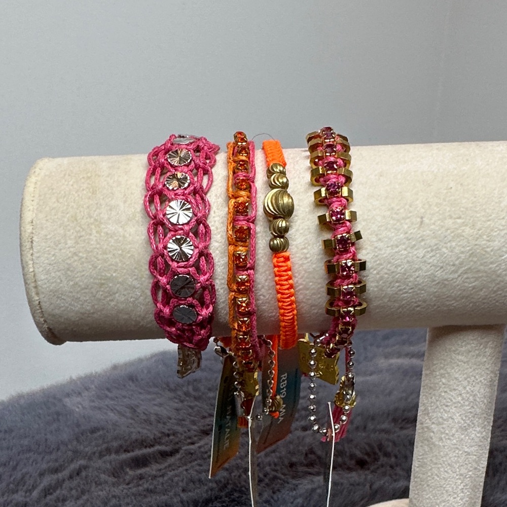NWT - Bohemian Pink and Orange Bracelet set with Swarovski crystals
